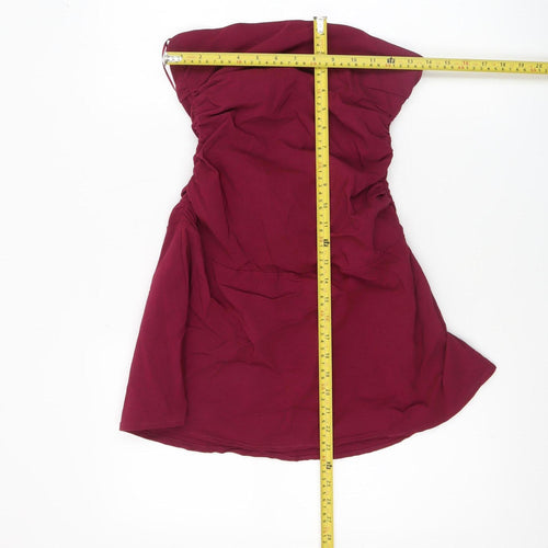 Bershka Women Red Strapless Bodycon Short Dress Size 12