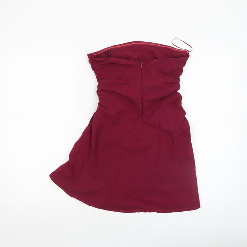 Bershka Women Red Strapless Bodycon Short Dress Size 12