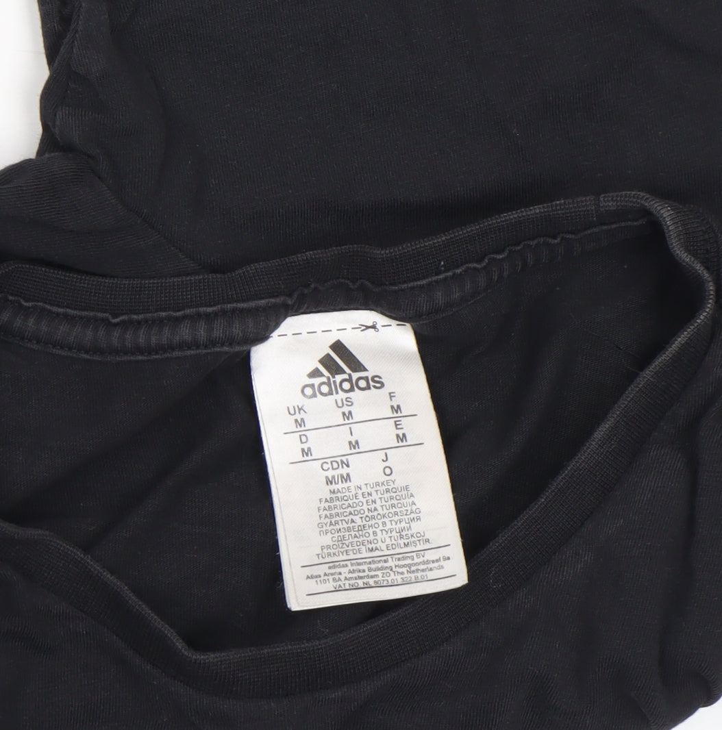 Adidas Men’s Black Cotton Short Sleeve Crew Neck Sports T-Shirt M