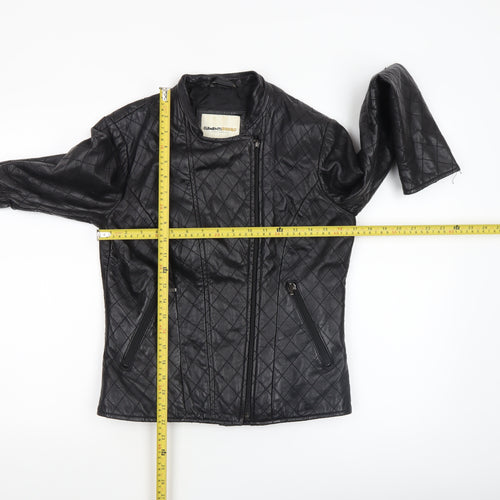 Clements Ribeiro Women Black Quilted Leather Biker Jacket UK 10