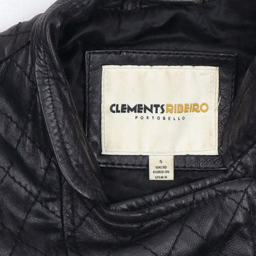Clements Ribeiro Women Black Quilted Leather Biker Jacket UK 10