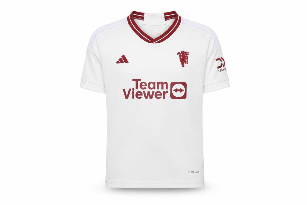 Adidas Boys White Football Jersey T-Shirt 7-8 Years Lightweight V-Neck