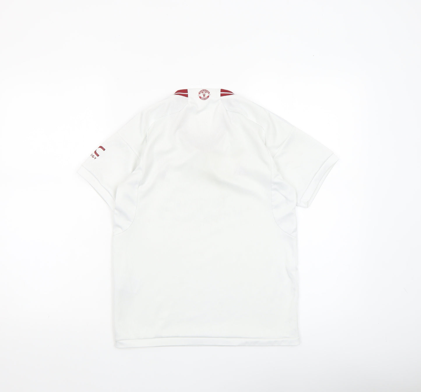 Adidas Boys White Football Jersey T-Shirt 7-8 Years Lightweight V-Neck