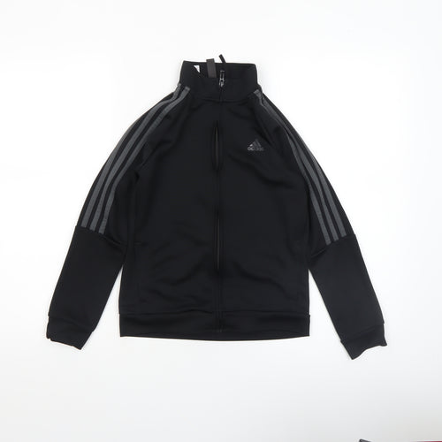adidas Boys Black 9-10 Years Track Jacket Full Zip Lightweight Sportswear