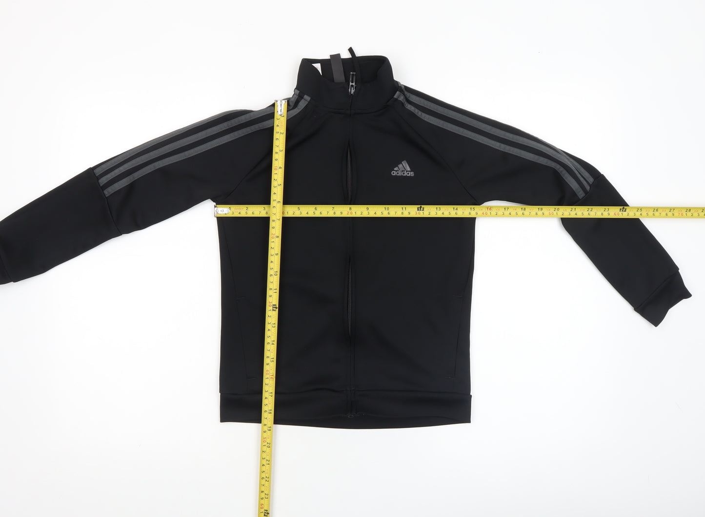 adidas Boys Black 9-10 Years Track Jacket Full Zip Lightweight Sportswear