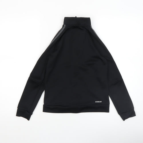 adidas Boys Black 9-10 Years Track Jacket Full Zip Lightweight Sportswear