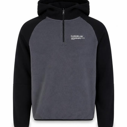 Closure London Men's Grey Black 1/2 Zip Hoodie Size M