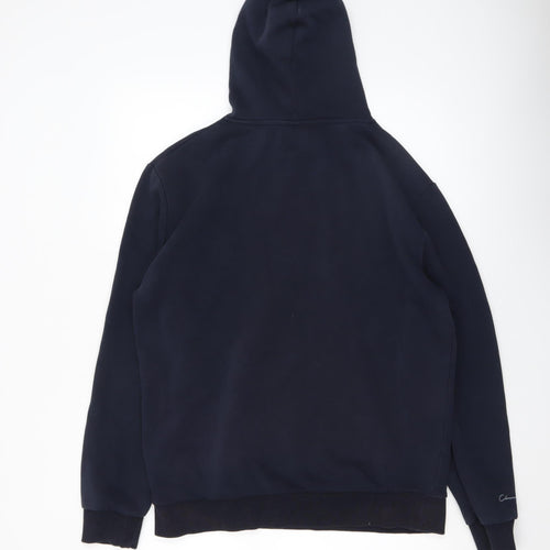 Closure London Men's Blue Pullover Hoodie Medium Fleece Logo Sweatshirt