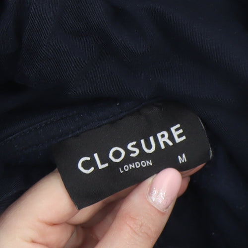 Closure London Men's Blue Pullover Hoodie Medium Fleece Logo Sweatshirt