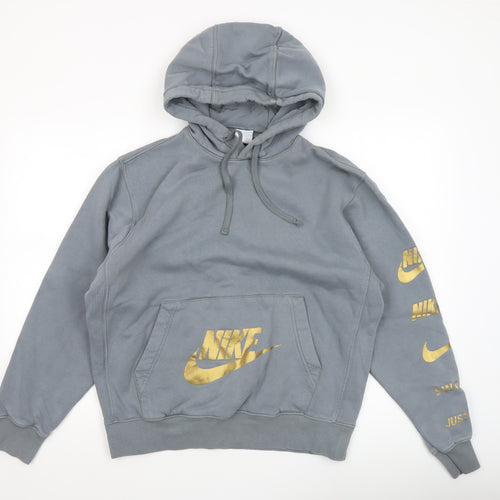 Nike Women’s Grey Pullover Hoodie Gold Logo M