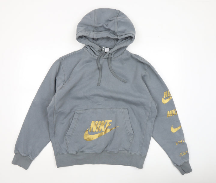 Nike Women’s Grey Pullover Hoodie Gold Logo M