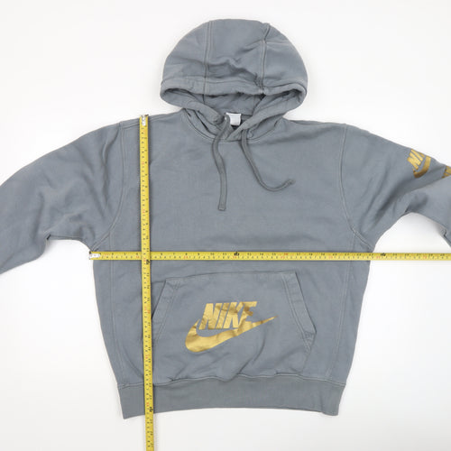 Nike Women’s Grey Pullover Hoodie Gold Logo M