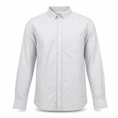 Dunnes Men’s Grey Striped Regular Fit Cotton Long Sleeve Shirt M