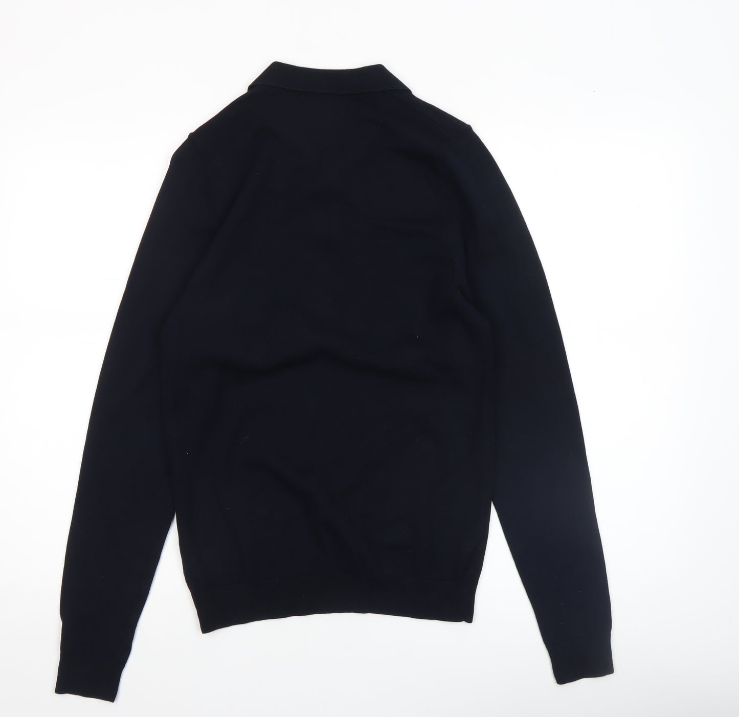 Next Men's Black Collared Henley Jumper XS Cotton Blend Knitwear