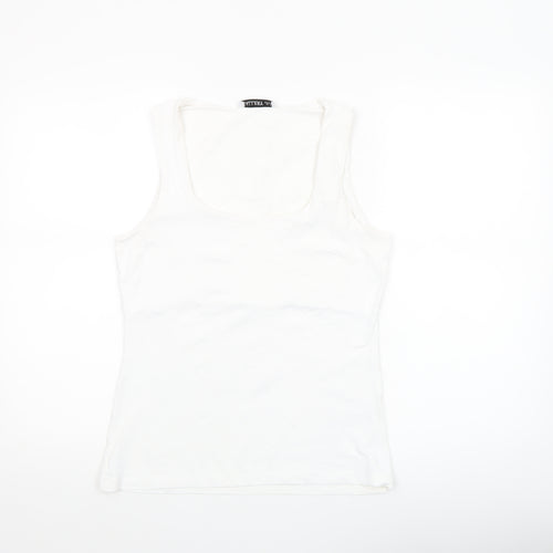 Gallery Women's White Stretch Tank Top Medium Basic Jersey
