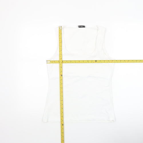 Gallery Women's White Stretch Tank Top Medium Basic Jersey