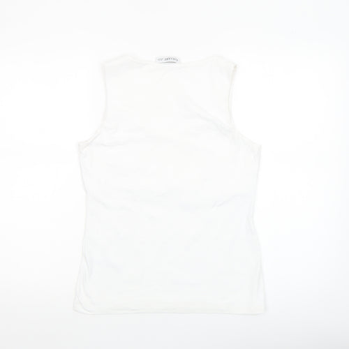 Gallery Women's White Stretch Tank Top Medium Basic Jersey