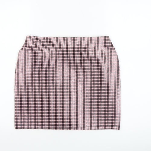New Look Petite Pink Check Stretch Pencil Skirt UK 12