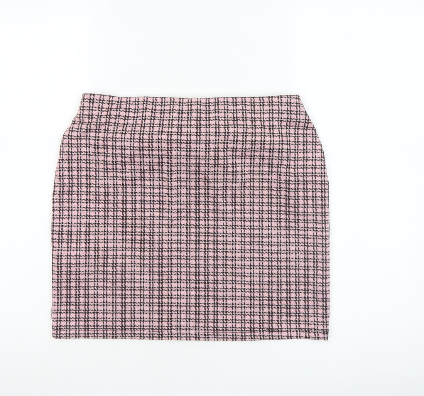 New Look Petite Pink Check Stretch Pencil Skirt UK 12