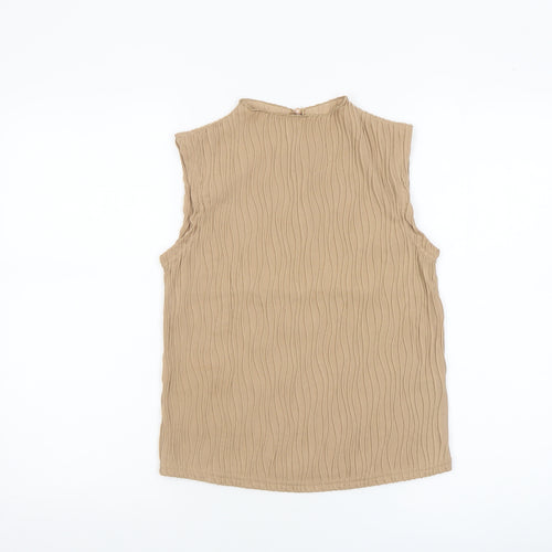Dazy Women’s Beige Sleeveless High Neck Basic Blouse Size S