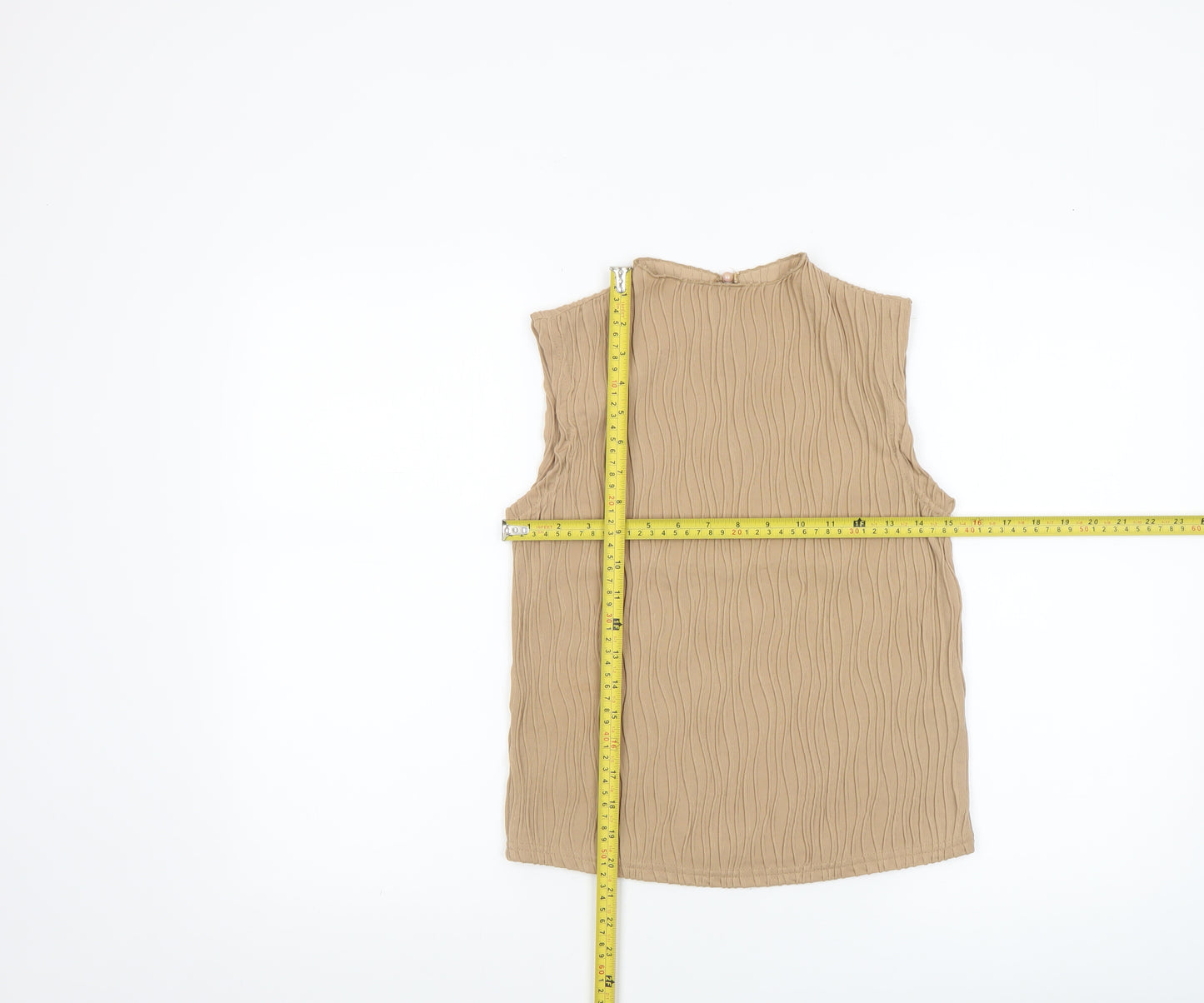 Dazy Women’s Beige Sleeveless High Neck Basic Blouse Size S