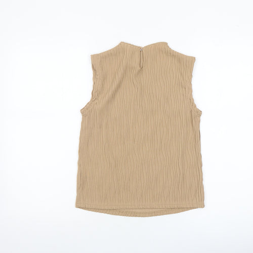 Dazy Women’s Beige Sleeveless High Neck Basic Blouse Size S