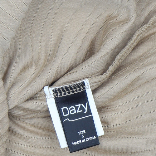 Dazy Women’s Beige Sleeveless High Neck Basic Blouse Size S