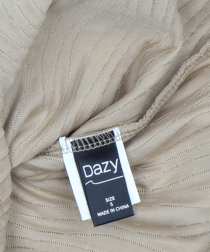 Dazy Women’s Beige Sleeveless High Neck Basic Blouse Size S
