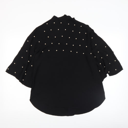 River Island Women’s Black Beaded Kimono Sleeve Blouse Size 8