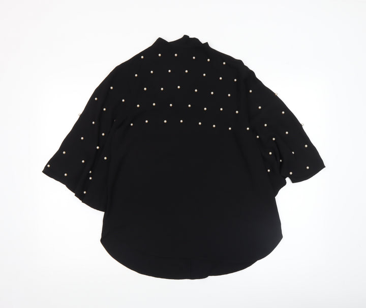 River Island Women’s Black Beaded Kimono Sleeve Blouse Size 8