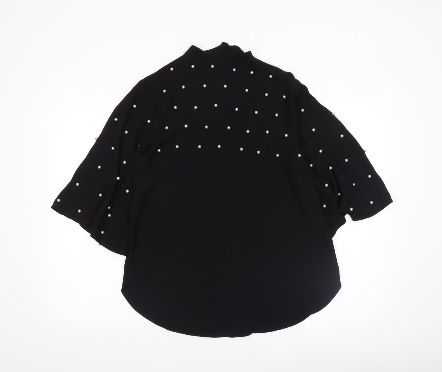 River Island Women’s Black Beaded Kimono Sleeve Blouse Size 8