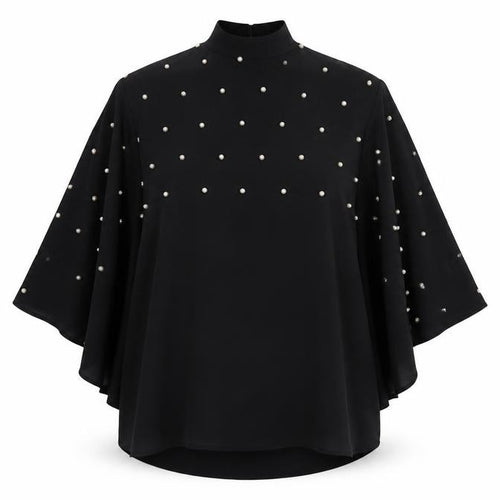 River Island Women’s Black Beaded Kimono Sleeve Blouse Size 8