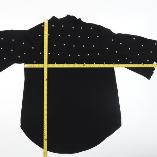 River Island Women’s Black Beaded Kimono Sleeve Blouse Size 8