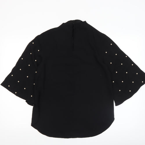 River Island Women’s Black Beaded Kimono Sleeve Blouse Size 8