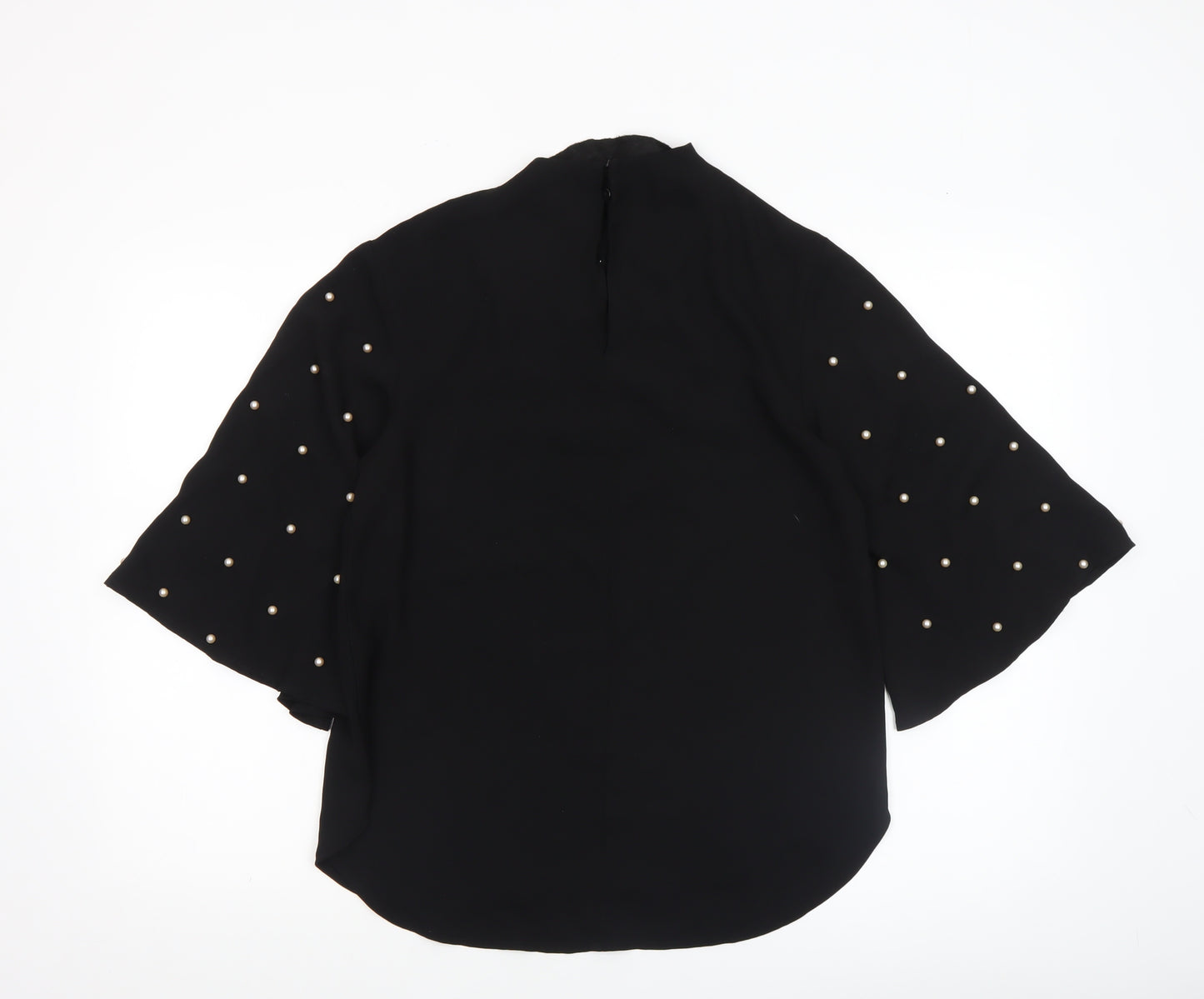 River Island Women’s Black Beaded Kimono Sleeve Blouse Size 8