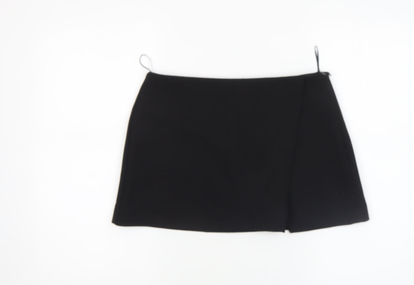 Zara Women Black Short Straight Skirt Size 12 Stretch Workwear