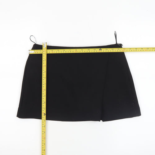 Zara Women Black Short Straight Skirt Size 12 Stretch Workwear