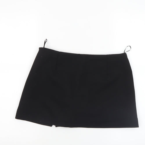 Zara Women Black Short Straight Skirt Size 12 Stretch Workwear