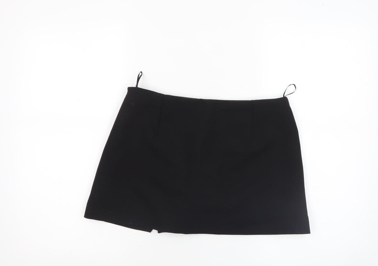 Zara Women Black Short Straight Skirt Size 12 Stretch Workwear