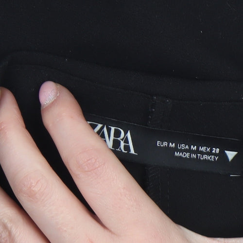 Zara Women Black Short Straight Skirt Size 12 Stretch Workwear