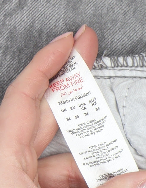 boohooMAN Men’s Grey Distressed Skinny Jeans Size 34