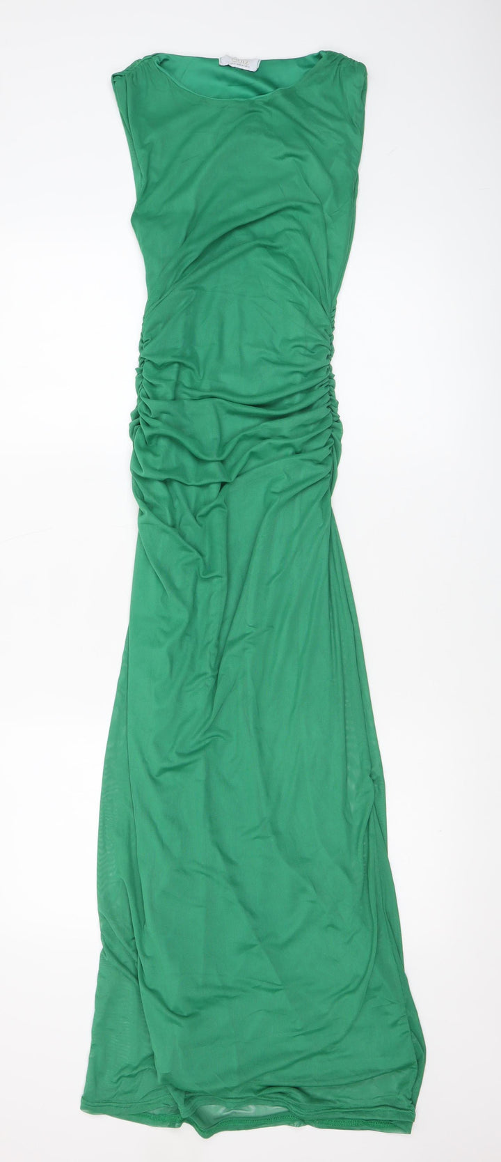 Quiz Women's Green Long Bodycon Dress Size 6 Sleeveless Ruched