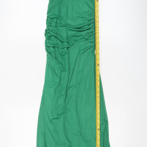 Quiz Women's Green Long Bodycon Dress Size 6 Sleeveless Ruched