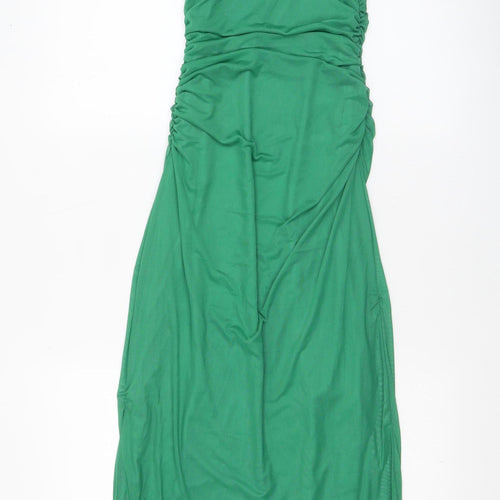 Quiz Women's Green Long Bodycon Dress Size 6 Sleeveless Ruched