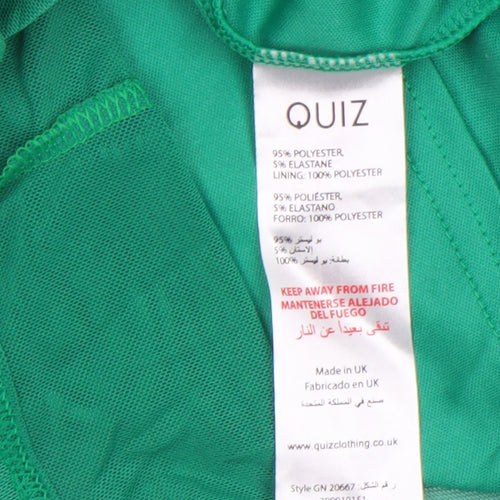Quiz Women's Green Long Bodycon Dress Size 6 Sleeveless Ruched