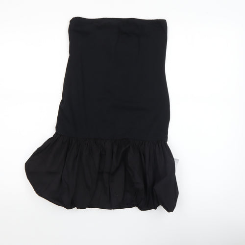 Collusion Women's Black Strapless Ruffle Hem Bodycon Dress Size 8-10