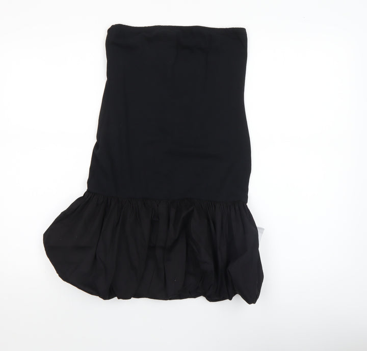 Collusion Women's Black Strapless Ruffle Hem Bodycon Dress Size 8-10