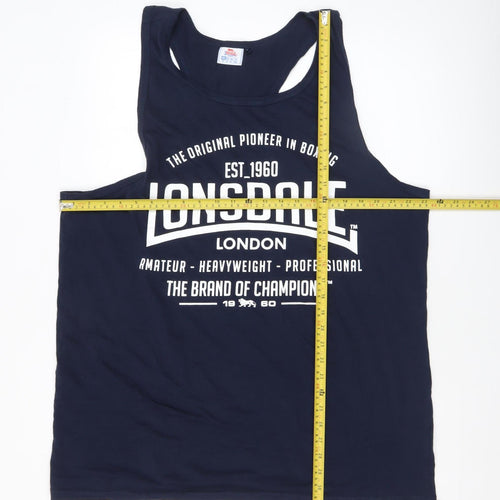 Lonsdale Men’s Blue 4XL Cotton Sleeveless Gym Tank Top