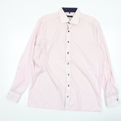 Eterna Men’s Pink Check Modern Fit Long Sleeve Dress Shirt Size L 16.5 Collar
