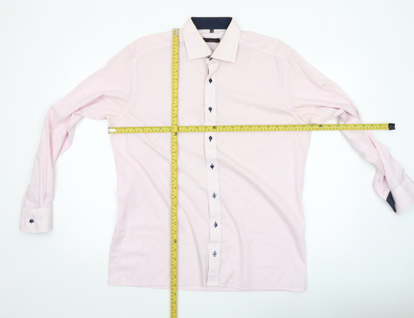 Eterna Men’s Pink Check Modern Fit Long Sleeve Dress Shirt Size L 16.5 Collar